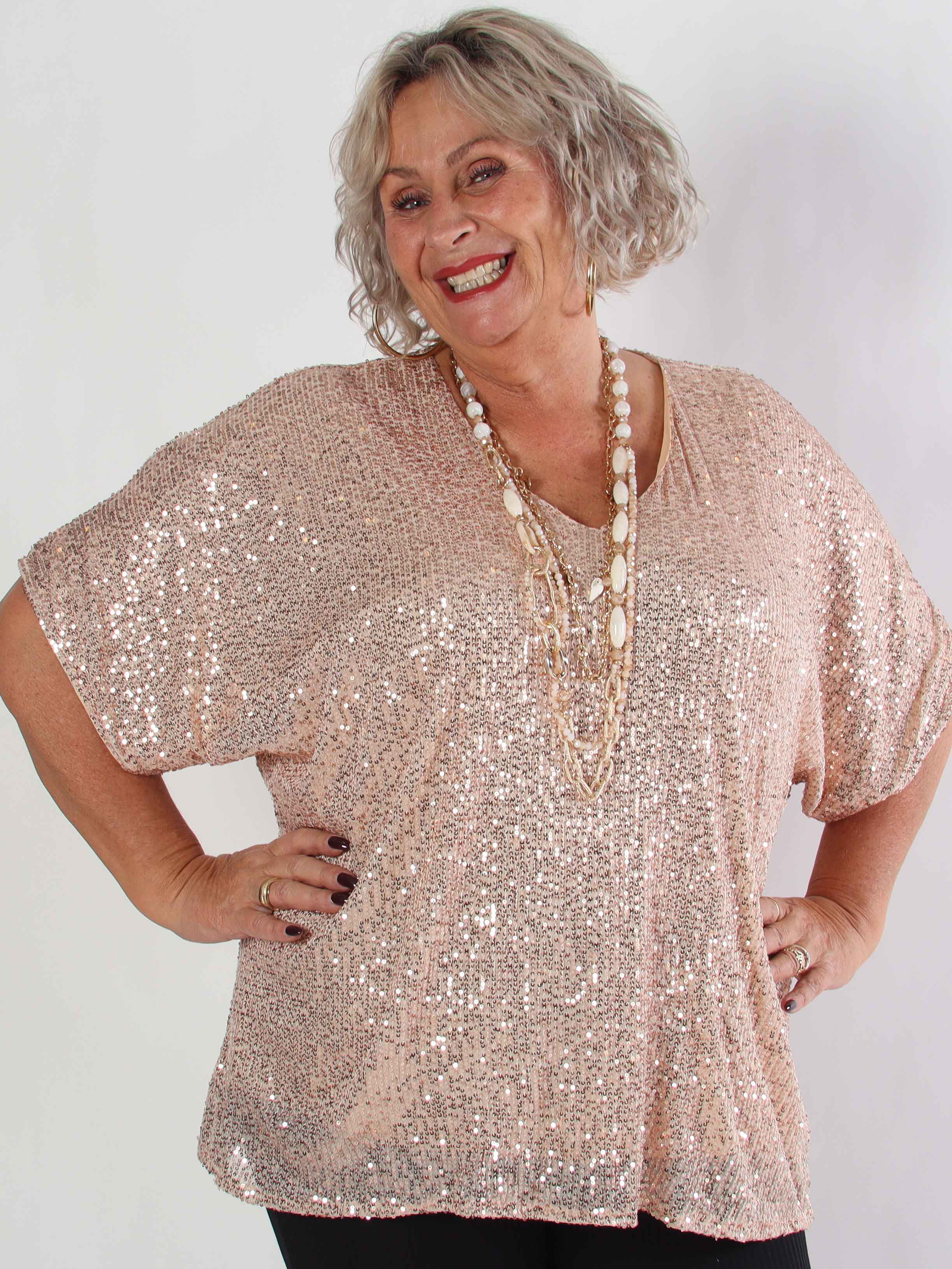 Evandie - Sød glitrende plus size tunika med pailletter